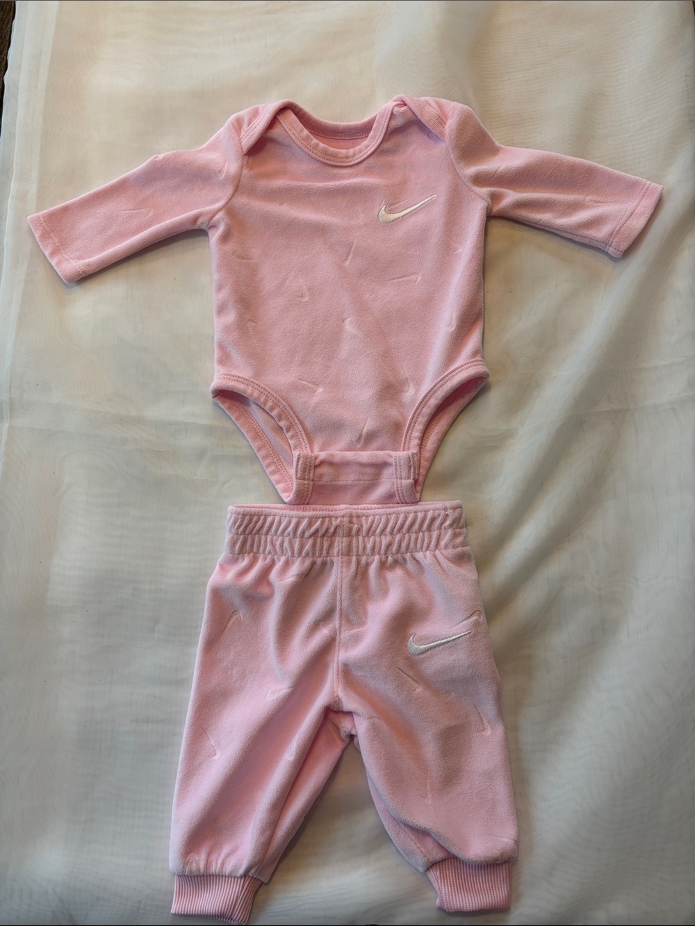 Nike Pink Infant Long Sleeve Bodysuit and Jogger Set